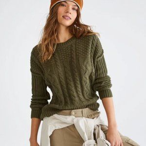 Aeropostale Olive Cable-Knit Crew-Neck Sweater/NWT/Large